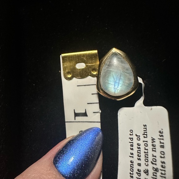 14K Gold Plated 925 Sterling Silver Rainbow Moonstone Ring 7 - Picture 13 of 13